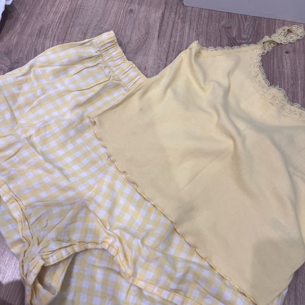 Target Yellow Lace-Trim Cami & Gingham Short Sleep Set